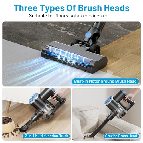 VIPSUN Cordless Vacuum Cleaner with Self-Standing, LED Screen Stick Vacuum Cleaners for Home, Lightweight Powerful Suction Vacuum, 6-in-1 Rechargeable Vacuum for Carpets, Pet Hair, Hardwood Floors