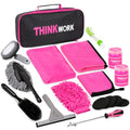 THINKWORK Pink Car Detailing Cleaning Kit, Car Wash Kit, Car Accessories for Women Suitable for Small and Medium Vehicles Such As Cars, Trucks, Suvs(17pcs)