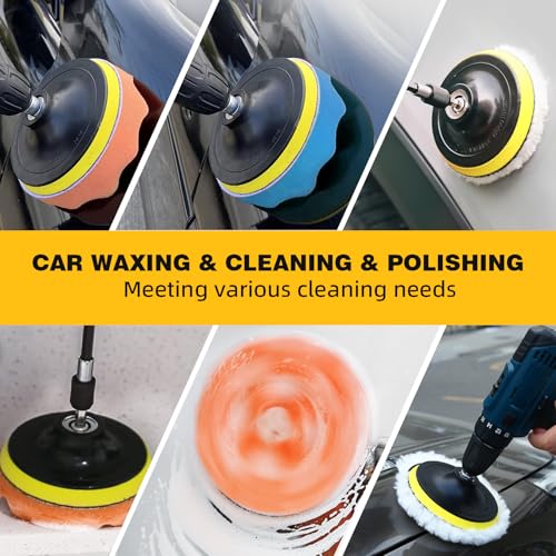 TOWBRUS 9 Pcs Drill Brush Attachments Set Fluffy Soft and Hard Bristles Horsehair Brush Cleaning Kit for Home Bathroom Car Kitchen Corners Sink Stubborn Stains Tiles