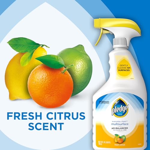 Pledge pH-Balanced Multisurface Cleaner Spray for Everyday Care, Fresh Citrus Scent, 25oz (Pack of 3)