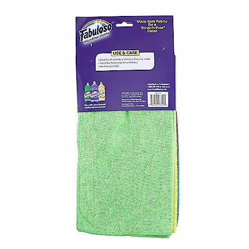 Fabuloso Microfiber Cleaning Cloths for Home & Car, Lint-Free Scratch-Free Rags for Glass, Kitchen & Wood, Reusable Machine Washable, Absorbent for Dusting & Wiping, Rainbow, 13 x 13 in, 8 Count