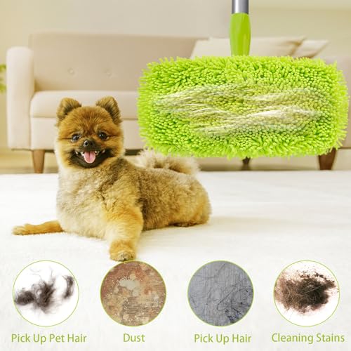 Unoutur Reusable Dry Sweeping Cloths Microfiber Wet Mop Pads Compatible with Swiffer Sweeper Mop Replacement Sweeping Mopping pad Refills for Hardwood Surface Floor Cleaning (4PCS)