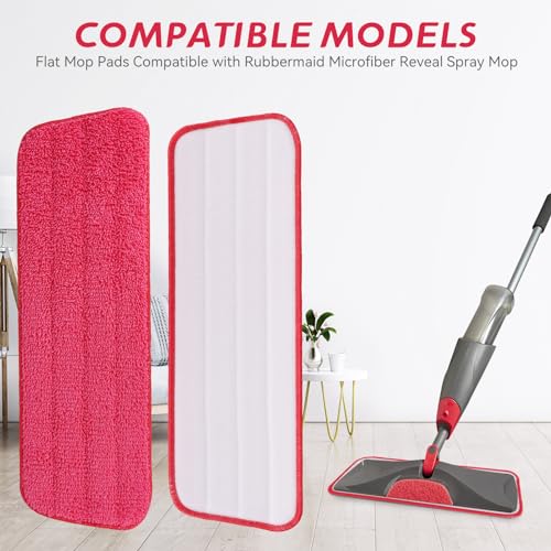 Replacement Microfiber Mop Pad for Rubbermaid Reveal Spray Mop - 12 Pack Wet & Dry Floor Cleaning Refills Reusable Fit for Any Microfiber Reveal Flat Mop 16.5"