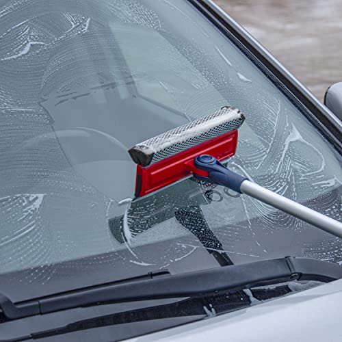 DSV Standard Professional Window Squeegee | 2-in-1 Window Cleaner Sponge and Soft Rubber Strip With Telescopic Extension Pole 20" - 30"(50cm-76cm) | Adjustable To Clean From Multiple Angles