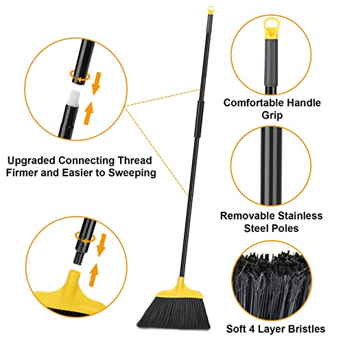 Kefanta 3 Pack Outdoor Broom Heavy-Duty Indoor Commercial Brooms 54 Inches for Courtyard Garage Restaurant Lobby Patio Mall Market Office Shop Home Kitchen Office Floor