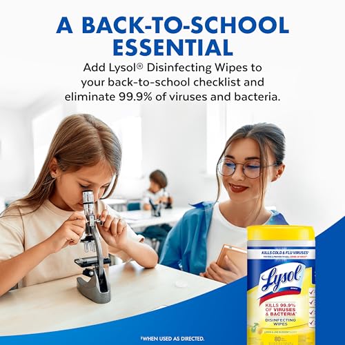 LYSOL Disinfecting Wipes, All Purpose Cleaner, Multi-Surface Antibacterial Cleaning Wipes, Household Cleaning Supplies, Dorm Essentials, Lemon + Mango & Hibiscus + Crisp Linen Scent, 80 ct. (4 Pack)