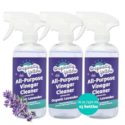 Originally Yellow Lavender distilled white vinegar for cleaning purpose Spray | Cleaning Vinegar For home | Living Room, Bathroom, & Kitchen | Plant-Derived All Purpose Cleaner Spray | 3 Pack