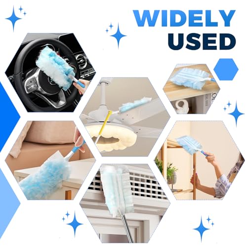 Duster Refills Compatible with Swiffer Duster Refill Heavy Duty, 50 Refills & 5 Handles Kit for Swiffer Duster Kit, Dusters for Cleaning Car Electronics Furniture Blinds, Ceiling Fan Cleaner