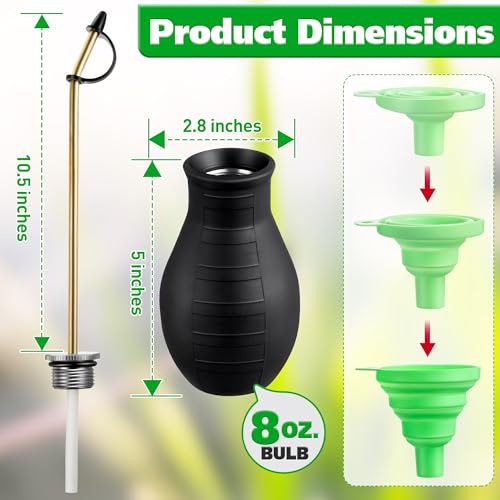 Diatomaceous Earth Powder Duster, 8OZ Garden Powder Applicator Dispenser with Long Metal Tube, Bulb Duster Sprayer for Home Organic Gardening Agricultural Supply (Black,1 Pack)