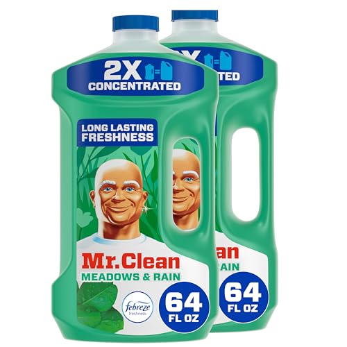 Mr Clean Multi Purpose Meadows Rain Liquid Cleaner Professional Household Non-Toxic Hardwood Floor Cleaner, 64 Ounce, New & Improved 2X Concentrated Solution
