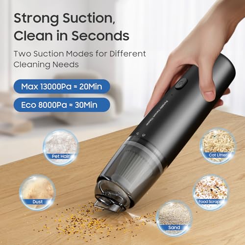 A9life Handheld Vacuum Cordless, Car Vacuum Portable with 2 Suction Modes, Blow & Suction 2-in-1, Mini Vacuum Cleaner Rechargeable for Car, Home, Pet Hair, Office, Desk, Keyboards (Black)