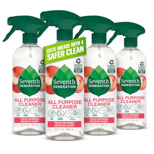 Seventh Generation All Purpose Cleaner, Degreasing Formula, Fresh Morning Meadow Scent, 23 oz (Pack of 4)