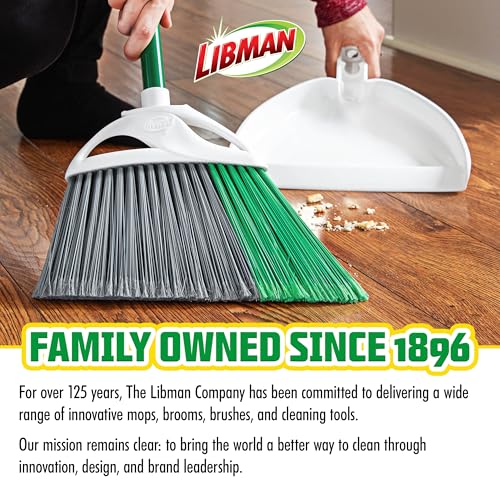 Libman FlexTech Broom with Dustpan Combo Set for Sweeping Indoor and Outdoor Floors, Pet, Dog Hair Broom, 55” Precision Angle Broom, 3 Piece Handle, 11" Wide, 10.25" Wide Dust Pan