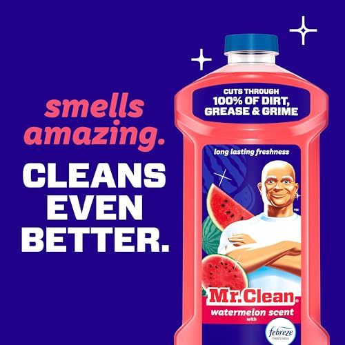 Mr. Clean All Purpose Cleaner, Mop Soap, Floor Cleaner for Mopping Home, Bathroom, & Kitchen, Cleaning Liquid for Mop & Bucket, Cleaning Supplies, Multi-Surface Dilutable, Watermelon, 41oz