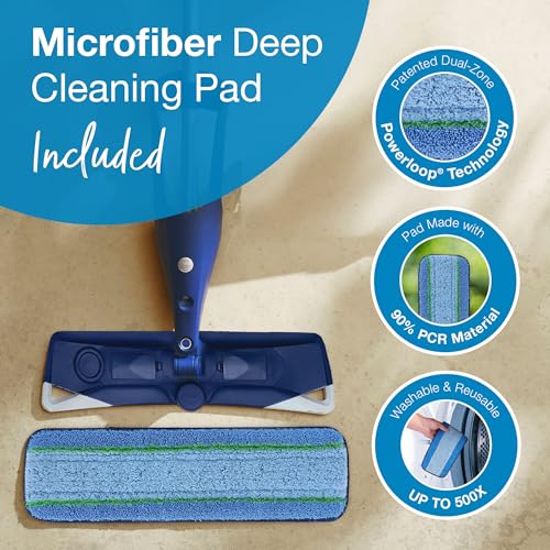 Bona PowerPlus Premium Motion Spray Mop for Hardwood Floors - Includes PowerPlus Hardwood Floor Cleaning Solution and PowerPlus Microfiber Cleaning Pad - Vibrating Spray Mop for Wood Floors