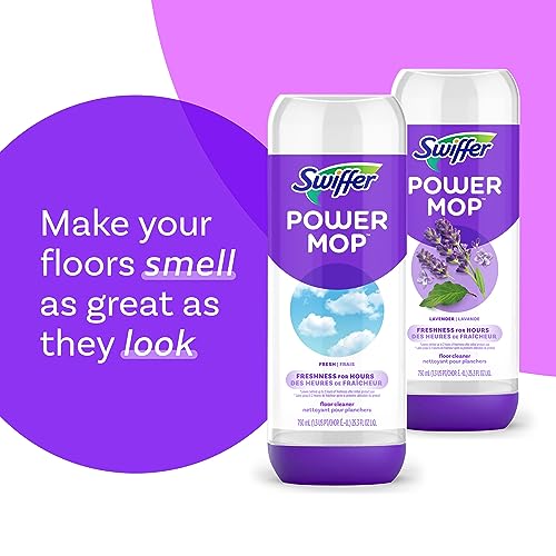 Swiffer PowerMop Liquid Floor Cleaner Refills, Solution for Power Mop, Fresh Scent, 2 Count Mopping Fluid Replacement Bottle, Spray Mops Cleaning Juice, No Bucket Needed, Multi-Surface and Wood