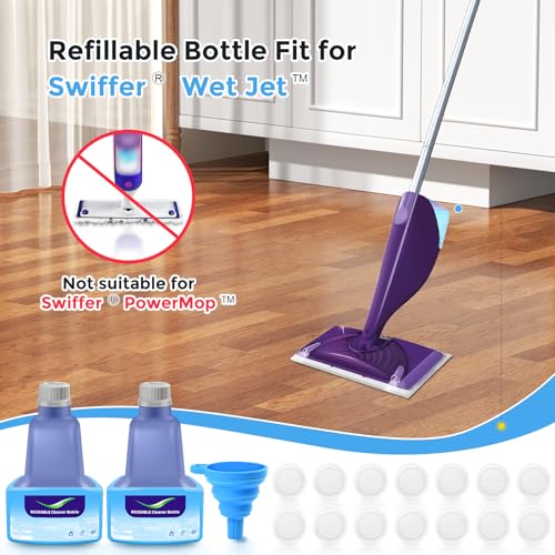 Ndoge Replacement Bottle for Swiffer® Wet Jet™ Mop, Refillable, 500 ML Leak-Proof HDPE Refillable Bottle, 17 FL OZ Solution Bottles, Empty Bottle No Cleaning Solution