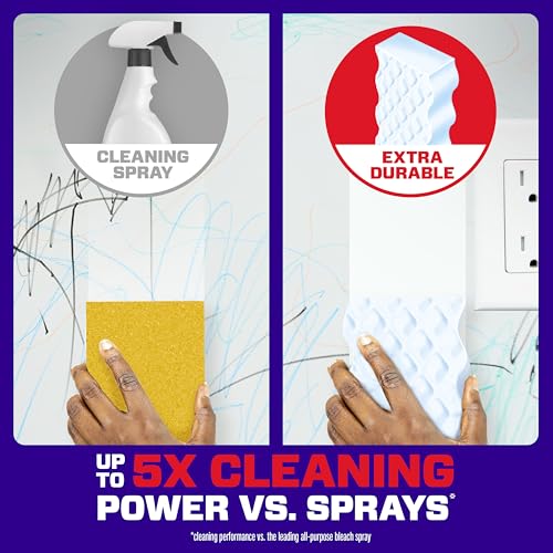 Mr. Clean Magic Eraser Sponge, All Purpose Cleaner, Cleaning Scrubber, Wall, Sneaker, Kitchen, Bathroom Cleaner, Shower Cleaning Supplies, Melamine Sponge, Cleaning Pads, Whole Home Extra Durable, 2ct