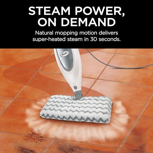 Shark® Professional Steam Pocket® Mop with Swivel Steering, 2 Washable Double-sided Pads, Steam Sanitization, Lightweight, Steam Cleaner for Sealed Hard Floors, Marble, Stone & Laminate, Grey, S3601