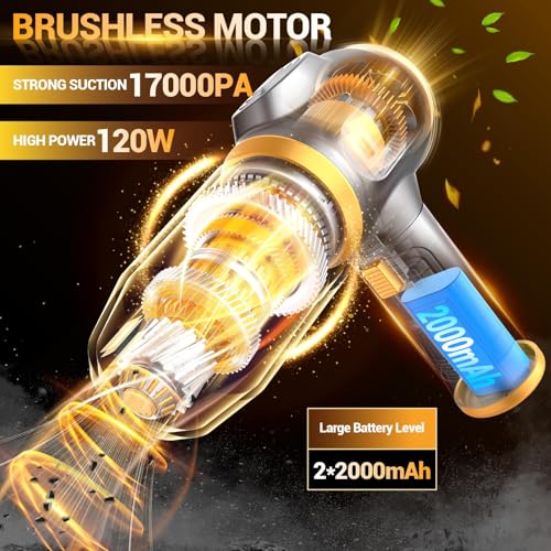 Scstartx Portable Car Vacuum Cordless Mini Handheld Vacuums Cleaner Rechargeable with LCD Display and Multi-Nozzles, High Power Hand held Cleaners for Car, Home, Office, Sofa, Pet Hair,Keyboard