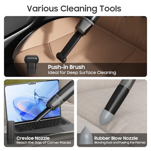 A9life Handheld Vacuum Cordless, Car Vacuum Portable with 2 Suction Modes, Blow & Suction 2-in-1, Mini Vacuum Cleaner Rechargeable for Car, Home, Pet Hair, Office, Desk, Keyboards (Black)