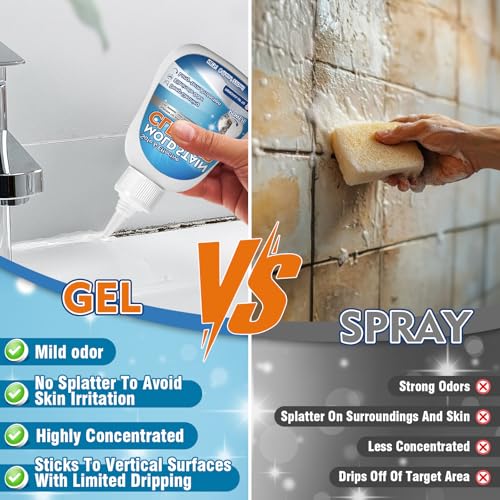 Vigorder Mold Stain Cleaner Gel, 8 FL oz Heavy-Duty Household Cleaner for Washing Machine Gasket, Shower Caulk, Bathroom Grout & Front Loader Seal
