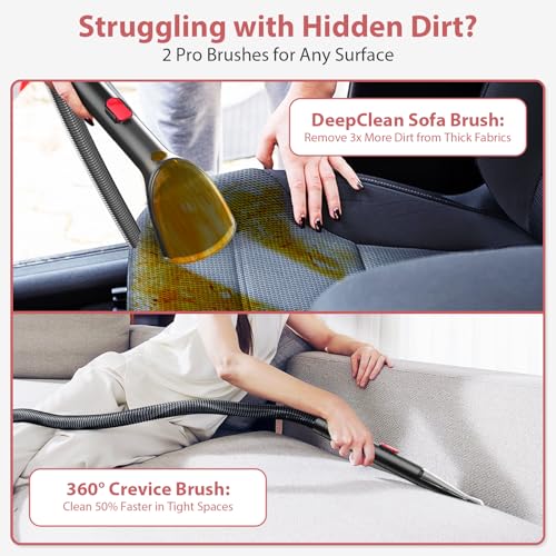 Upholstery Carpet Cleaner, MUJERBAY 15Kpa Portable Spot and Stain Cleaner Shampooer, Easy Move with Handle, 1.5-inch Deep Cleaning Machine for Couch, Stairs, Car and Pet Messes.