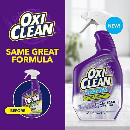 OxiClean plus Bleach, No Drip Foam, Mold & Mildew Bathroom Stain Remover 30 fl oz. 2 Pack