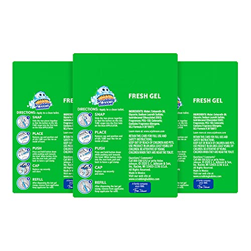 Scrubbing Bubbles Fresh Gel Toilet Bowl Cleaning Stamps Refills, Helps Keep Toilet Clean and Helps Prevent Limescale & Rings, Rainshower Scent, 12 Stamps (Pack of 3)