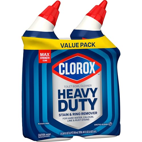 Clorox Toilet Bowl Cleaner Heavy-Duty Gel, Arctic Clean, Bleach-Free Stain Remover, Kills 99.9% of Germs, 24 oz, Pack of 12