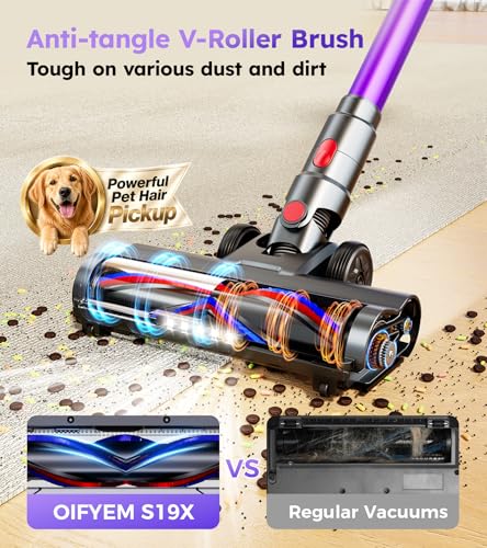 Cordless Vacuum Cleaner,Upgraded 550W 45KPA 60Mins Vacuum Cleaners for Home,Self-Standing Stick Vacuum with LED Display, Anti-Tangle,8 in 1 Lightweight Vacuum Cordless for Pet Hair Carpet Hard Floors