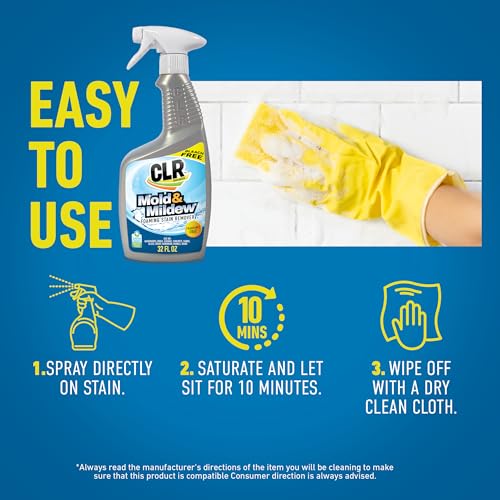 CLR Brands Mold and Mildew Stain Remover, 32 oz. Spray Bottle, Pack of 2, Multi-Surface Stain Remover, Works on Tile, Wood, Concrete, Glass, and More
