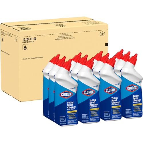 CloroxPro Toilet Bowl Cleaner with Bleach, Clorox Automatic Toilet Cleaner, Kills Germs and Removes Stains, Fresh Scent, 24 fl. oz., Pack of 12