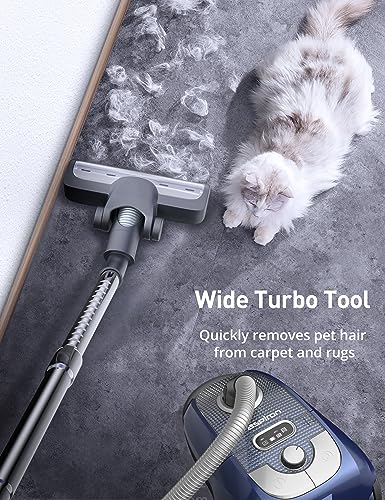Aspiron Canister Vacuum, 1600W/40Kpa Canister Bagged Vacuum,4QT Dust Bag, H13 HEPA Filter, 5 Tools, Pet-Friendly,Variable Power Control,for Carpets, Hardwood Floors, Stairs, Pet Hair, Household,Car