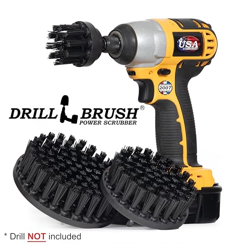 Ultra Stiff Drill Powered Cleaning Brush Set - Heavy Duty Industrial Stripping - Cordless Drill Power Scrubber Grill Brush for Household Cleaning Supplies - Rust Remover - No Wires - BBQ Grill Brush