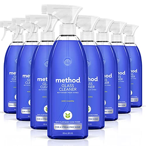 Method Glass Cleaner Spray, Mint, Ammonia Free Solution, Mirror & Window Cleaner - Great for Indoor & Outdoor Glass Surfaces, 28 oz Spray Bottles (Pack of 8)