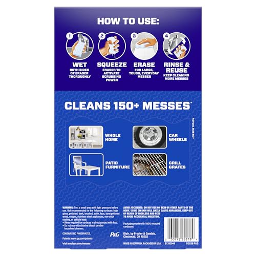 Mr. Clean Magic Eraser Sponge, All Purpose Cleaner, Long Lasting Cleaning Scrubber, Wall, Sneaker, Oven, Kitchen, Bathroom Cleaner, Shower Cleaning Supplies, Whole Home Extra Durable XL, 6ct