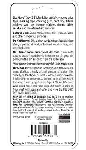 Goo Gone Sticker Lifter - Adhesive & Sticker Remover - 2 Ounce - Citrus Power Removes Stickers Tape Labels Decals Tags and Gum