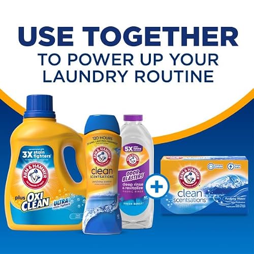 ARM & HAMMER Plus OxiClean Ultra Stain Fighters Liquid Laundry Detergent, Stain Remover for Clothes, Fresh Scent, 122 Loads, 158.6 Fl Oz