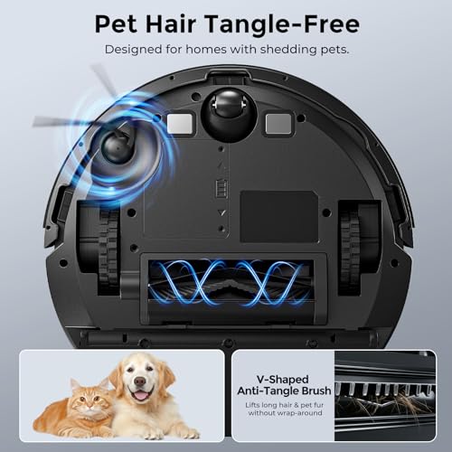 Kilgone Robot Vacuum and Mop Self-Emptying, 6000Pa No-Tangle Suction, LiDAR Multi-Floor Mapping, 90-Day Hands-Free, App, Alexa & Google Assistant for Pet Hair, Carpet & Hard Floor
