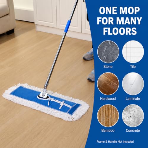 24 Inch Industrial Cotton Dust Mop Head Refill, Dust Mop Replacement Head for Commercial & Home Use, Heavy Duty Replacement for Office & Industrial Use, Machine Washable 1pc
