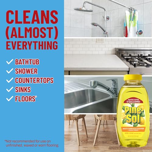 Pine-Sol Multi Surface Cleaner, 2 Pack, Concentrated Multi Purpose Cleaner and Degreaser for Kitchen and Bathroom, Makes 5 Gallons, Lemon Fresh Scent, 10.75 oz. Each