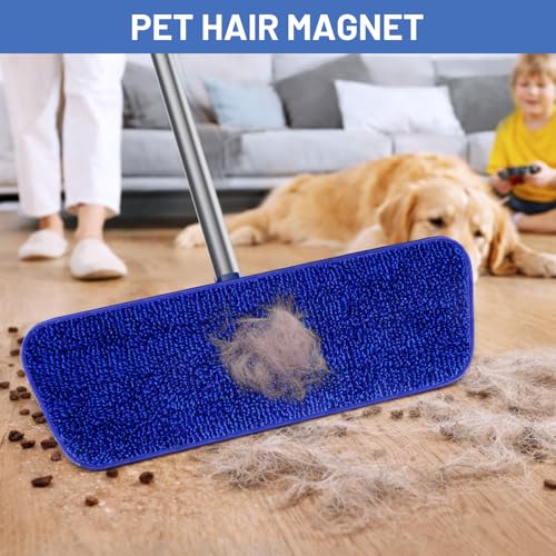 Microfiber Floor Mop for Hardwood Floors: 55" Adjustable Professional Flat Mop with 4 Washable Pads Stainless Steel Handle for Wet Dry Laminate Tile Vinyl Floor & Wall Cleaning