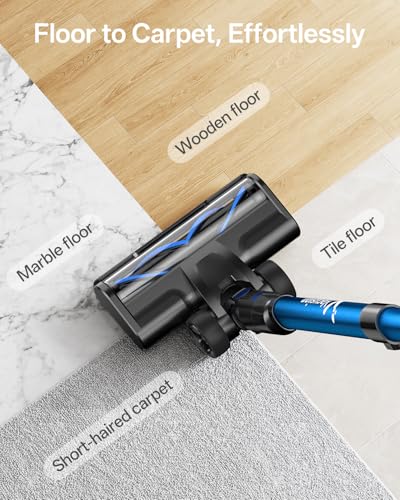 Cordless Vacuum Cleaner, 8-in-1 Cordless Stick Vacuum Cleaner with 3 Suction Modes, Up to 45mins Runtime, Rechargeable, Self-Standing, Wireless Vacuum Cleaners for Home Pet Hair Carpet Car Hard Floor