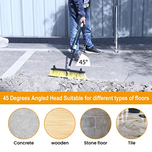 KeFanta 18 Inches Push Broom Outdoor- Heavy Duty Broom with 63" Long Handle for Deck Driveway Garage Yard Patio Warehouse Concrete Floor Cleaning