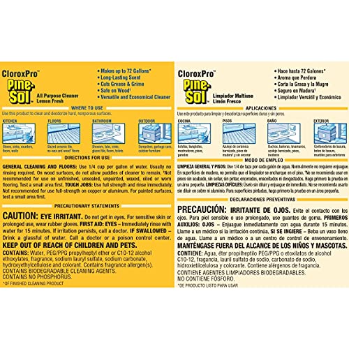 CloroxPro Pine-Sol All Purpose Cleaner, Lemon Fresh, 144 Ounces (Package May Vary)