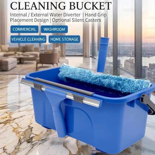 APEXMULI Window Cleaning Kit with 3 Gallon Bucket, 14" Window Squeegee and Scrubber with Long Handle, Professional Window Washing Equipment Cleaner Tool Streak-Free for Home, RV, Commercial Use