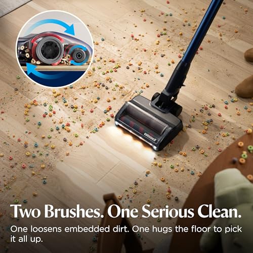 Bissell PowerClean DualBrush 280W Self-Standing Cordless Vacuum, DualBrush & AutoAdapt Tech, Self-Cleaning Brush Roll, Strong Suction, Removeable Battery, Upholstery Tool & Bright Headlights, 4196K