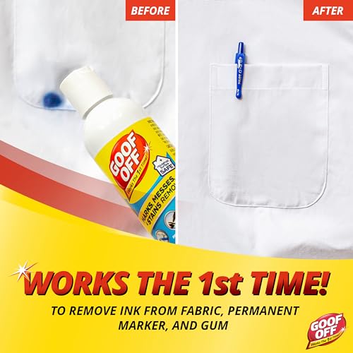 Goof Off Marks, Messes & Stains Remover, 8 fl. oz. Spray, Household Surface Safe, Removes Spots and Stains from Plastics, Fabric, and Clothing, Ideal for Households with Kids