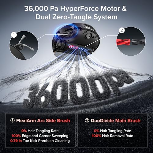 roborock Saros 20 Sonic Robot Vacuum and Mop, 36,000Pa Suction, 3.46 in Double-Layer Threshold, Reactive AI 3.0 Obstacle Recognition, 212°F Hot Water Wash, Zero-Tangling, 3.14’’ Ultra Slim, Black